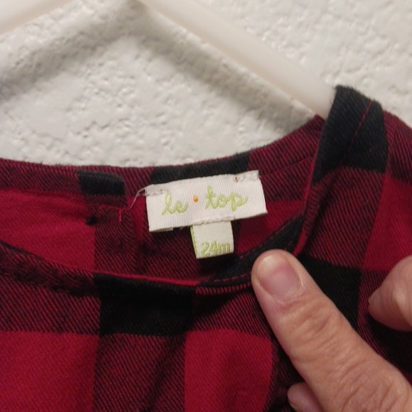 Le Top Little Girl Dress Plaid Red Black Christmas Dress Size 2T - Picture 4 of 5